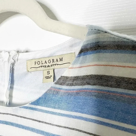 POLAGRAM Size S Blue Gray White Striped Short Sleeve Cropped Jumpsuit‎ Cotton - Picture 3 of 7